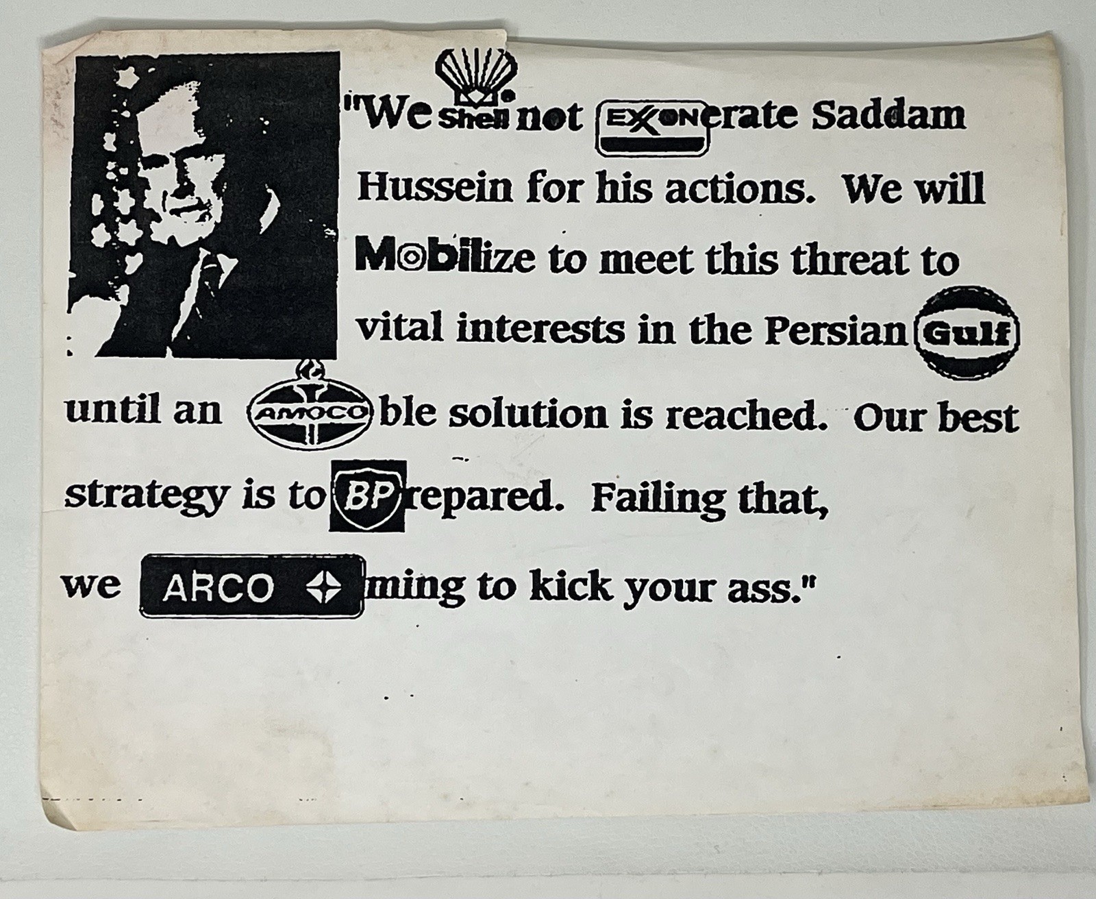 Vintage Gulf War, Desert Storm, Political Flyer, Activism, Oil, George W Bush