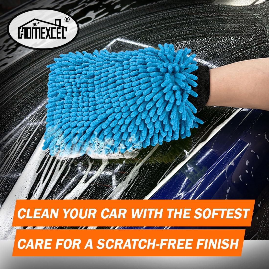 2Pack Chenille Microfiber Car Wash Mitt Double Sided for Car Washing Detailing
