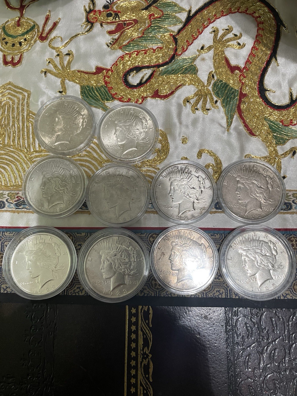 Lot Of 10 90% Silver Peace Dollars.