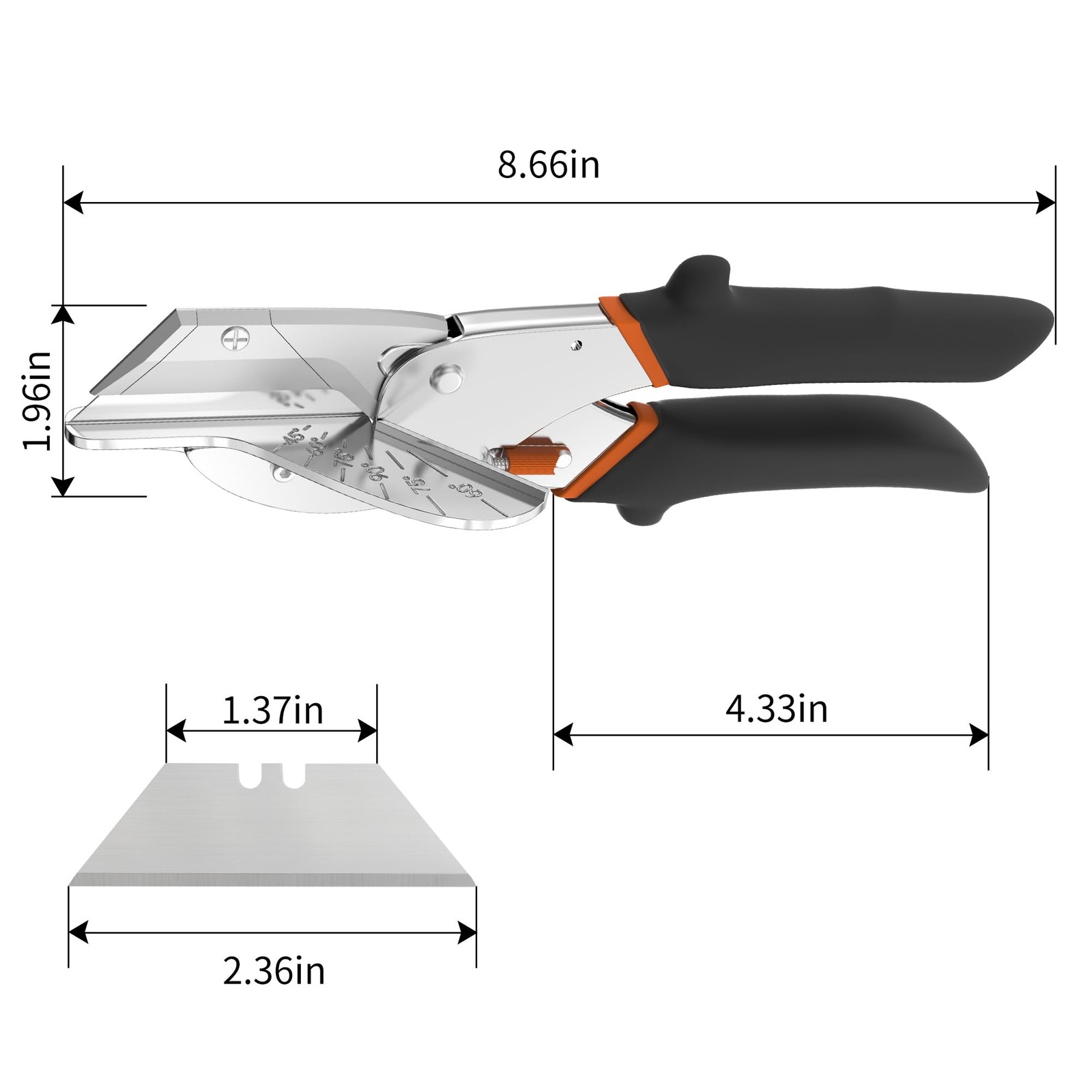 Multi-Angle Miter Shear Cutter with 10 Extra Blades, 45-135 Degree Adjustable...