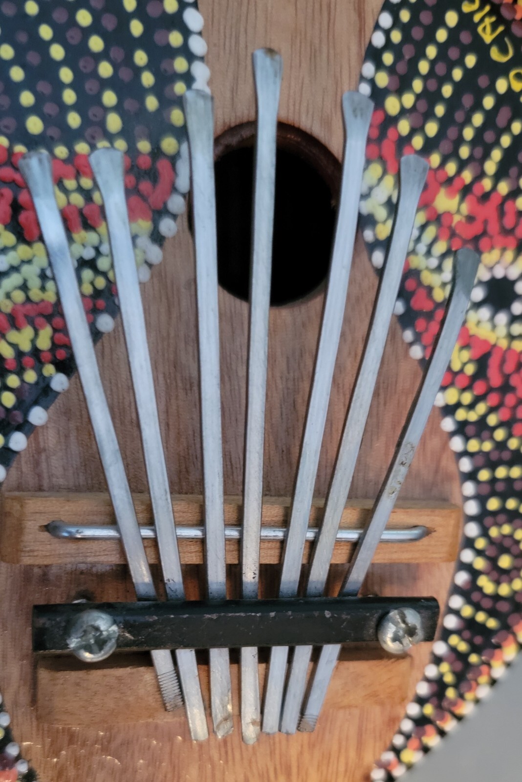 KALIMBA 7Key Thumb Piano MBIRA MARIMBA Aboriginal Hand Painted Coconut