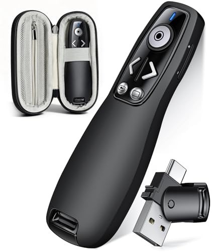 Multi-Device Presentation Clicker with Ergonomic Design & Protective Storage Bag