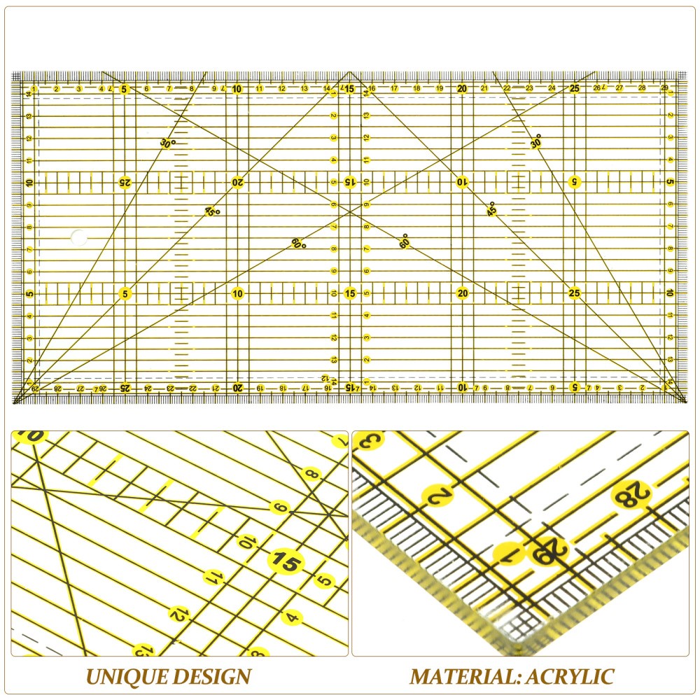 Patchwork Ruler for Quilting Projects with Non Slip Double Color Grid Lines