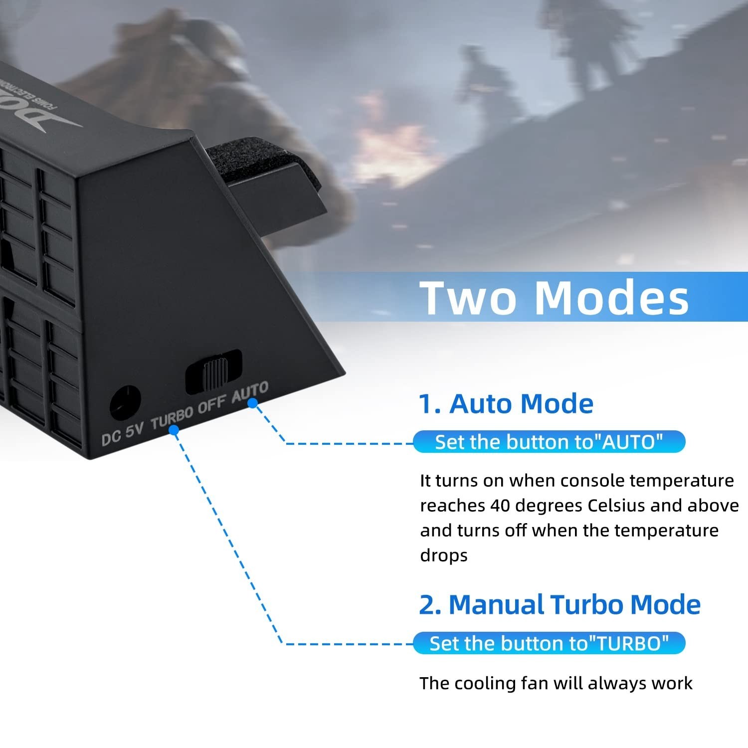 Intelligent 3-Fan Cooling System for PS4 Slim - Automatic Temperature Control