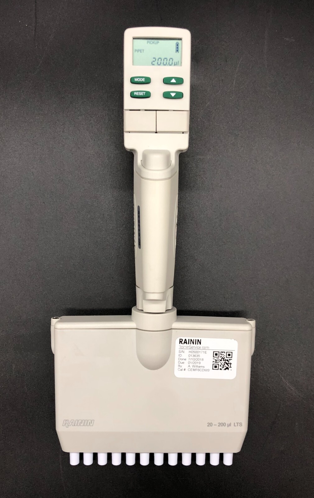 Rainin EDP3 Plus 20-200µL LTS 12 Channel Electronic Digital Pipette