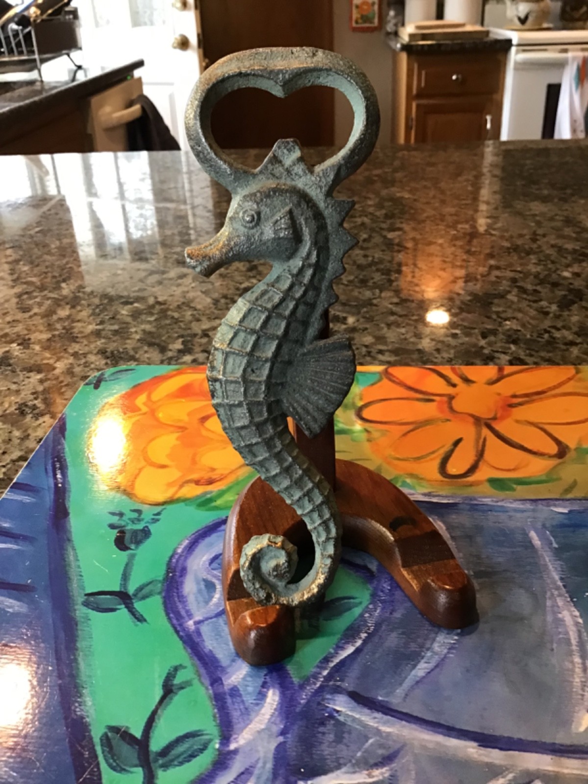 Vintage Seahorse 7" Brass Bronze Bottle Opener Fishing Nautical Ocean Beach