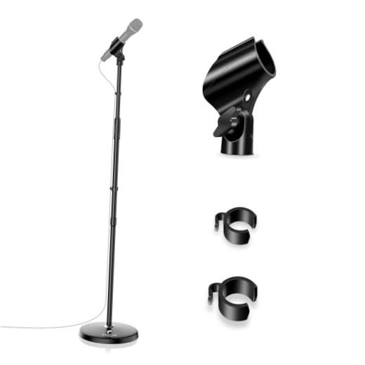 Microphone Stand Mic Floor Stand, Adjustable Height from 39" to 66", 180°
