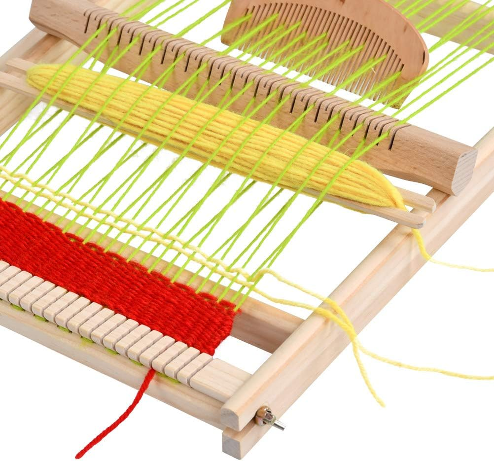 FOCCTS Wooden Multi-Craft Weaving Loom Large Frame 9.84 X 15.35 X 1.3Inch, Tapes