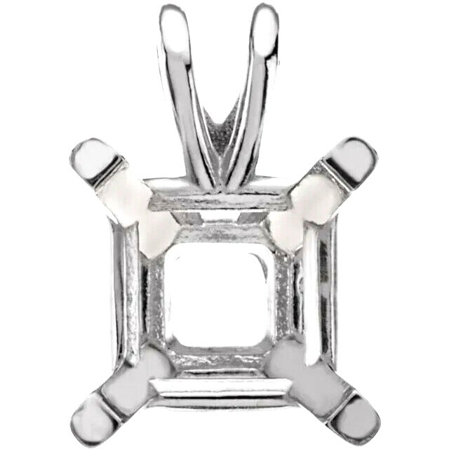 Sterling Silver Square Princess Solitaire Pendant Setting Basket 4.5mm-9.5mm