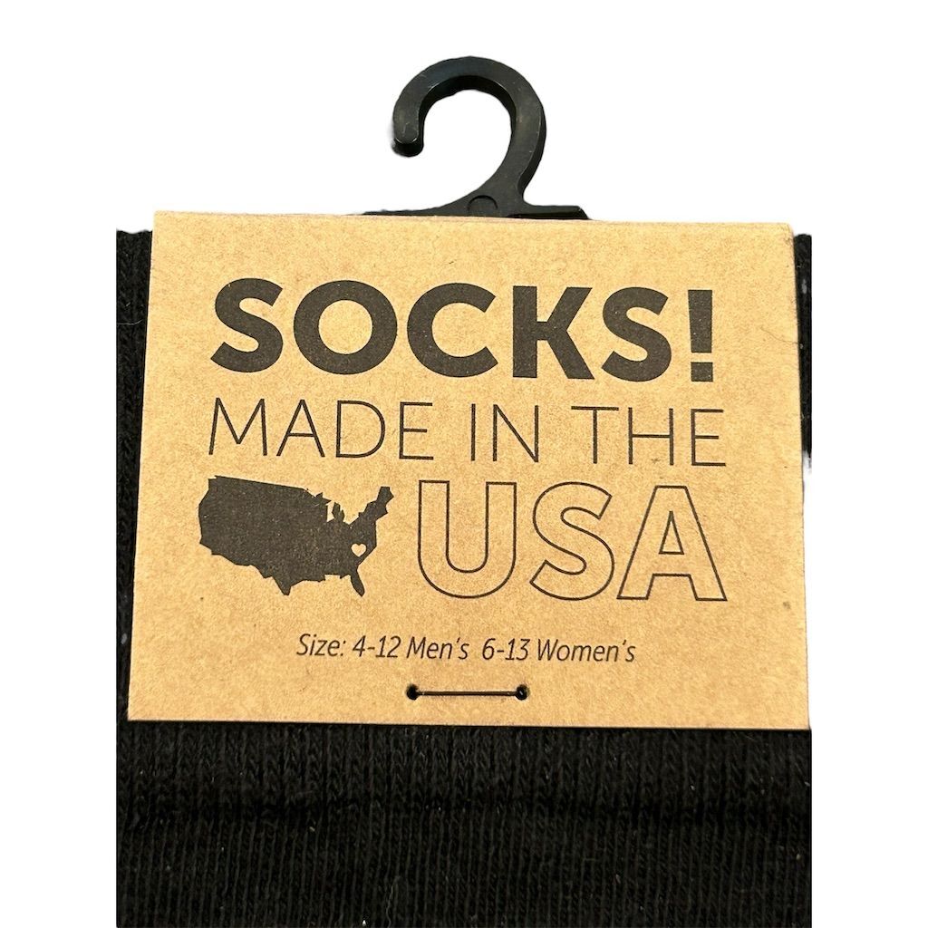 Socks! Sustainable Black Patterned Crew Socks Unisex One Size 2 Piece Set