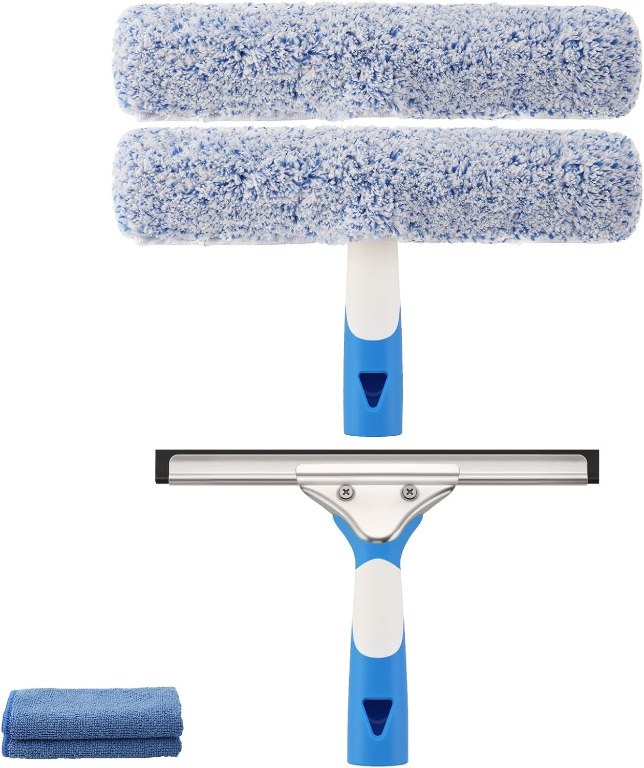 Window Cleaning Kit 10IN Squeegee & Scrubber for Shower Glass Car | Professional