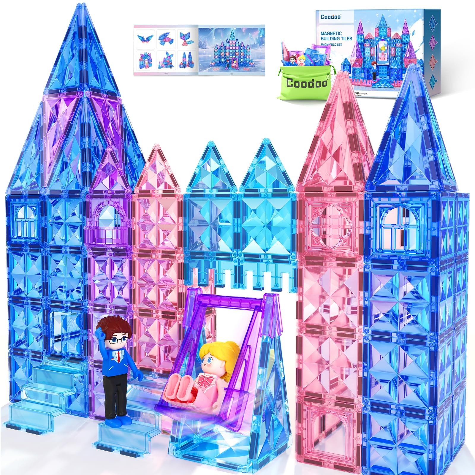 Coodoo Diamond Magnetic Tiles & Building Blocks — Princess Toys for Girls & Boys