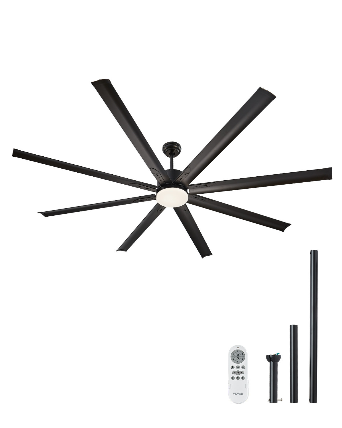 VEVOR 84in Ceiling Fan with LED Light 6 Speed Remote Control Aluminium 8 Blade