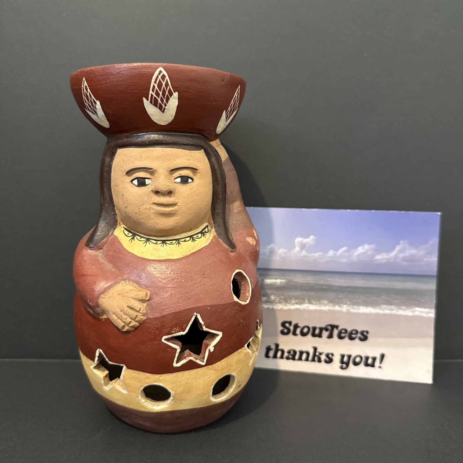 Peruvian Clay Luminaria Folk Art Peru Hand Painted