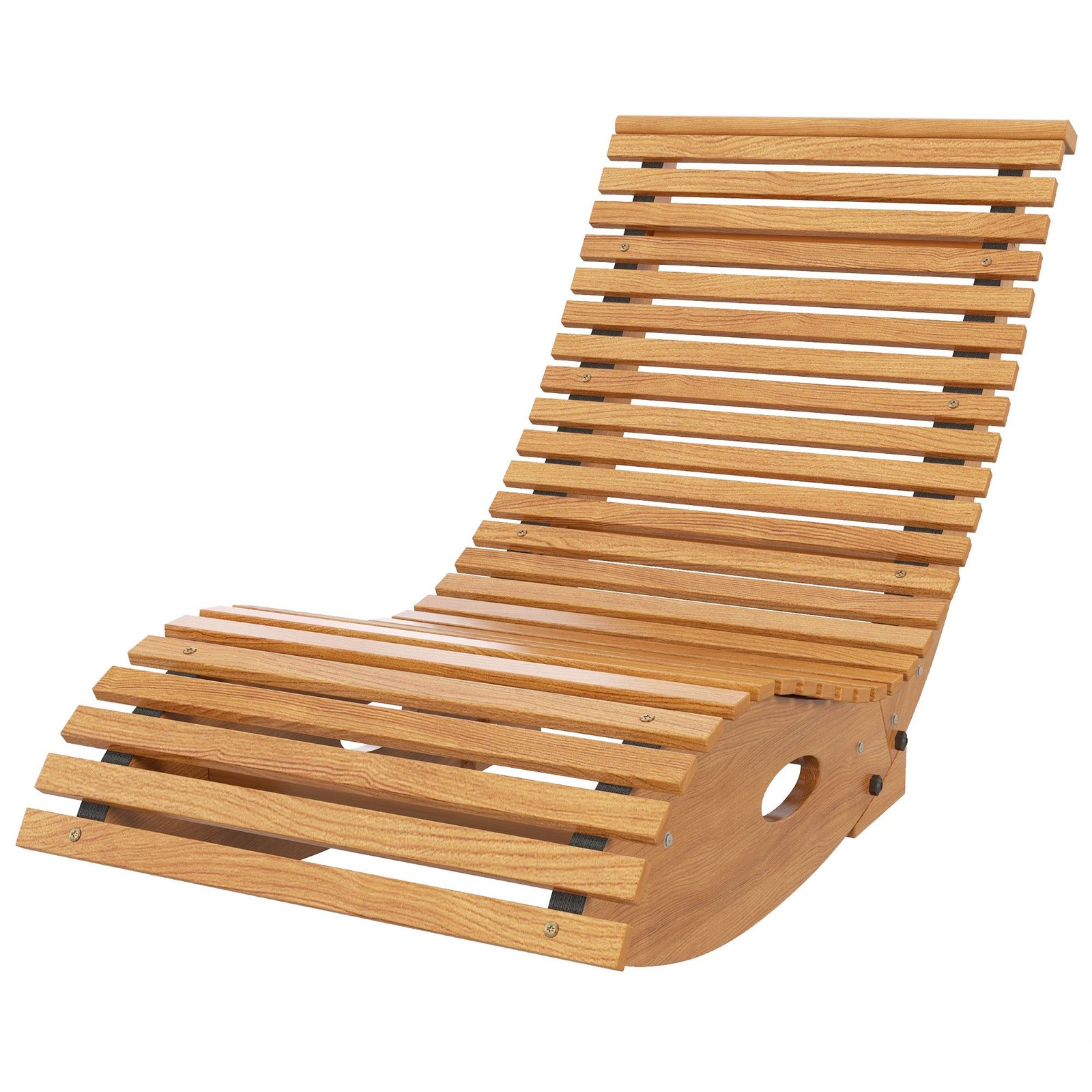 Outdoor Rocking Chair w/ Slatted Seat, 51.25"x23.5"x23.5" Teak, Relaxing Patio