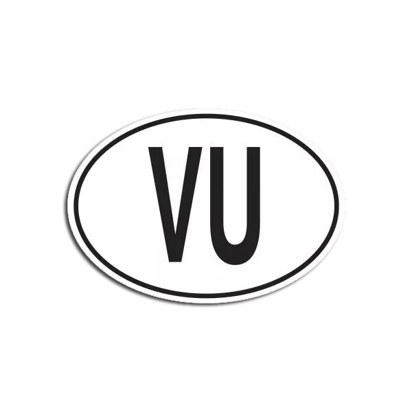 VU Vanuatu Country Code Oval Sticker