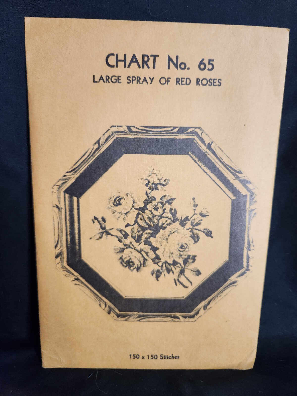 Vtg rare Babs Fuhrmann petit point Chart No. 65 Large Spray Red Roses 150x150