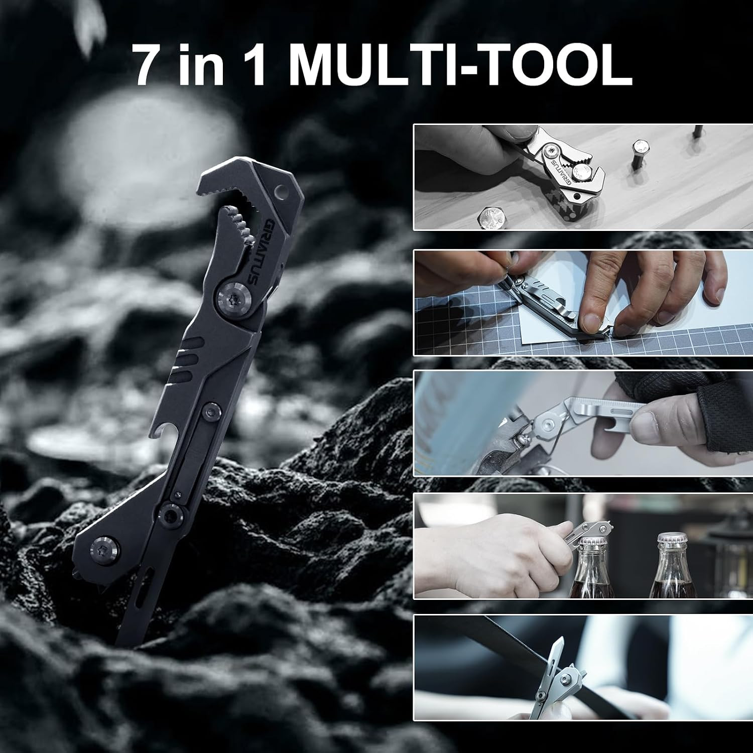 EDC Multitool 7 in 1 with Knife, Wrench, Folding Knife, Screwdriver | Bottle Ope