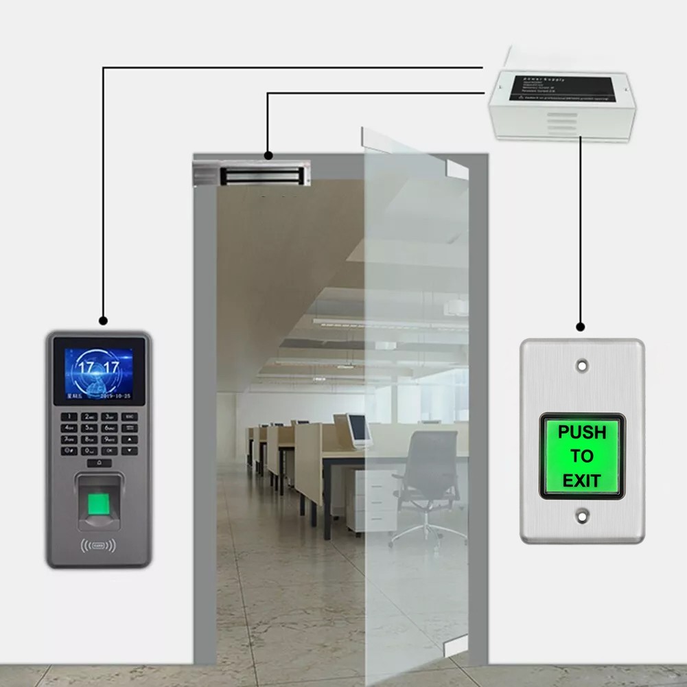 Stainless Steel Push to Exit Button Indoor Green Square Request to Exit Button