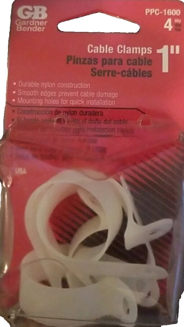 (2) Gardner Bender PPC-1600 Screw Mount Cable Clamp Natural Plastic 1" (4-Pk)