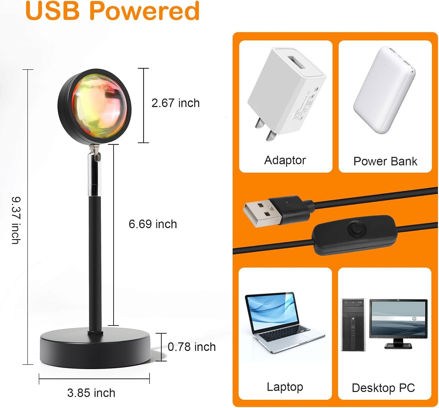 Sunset LED Lamp Projector, 21 Colors Changing App & Remote Control Mood Black