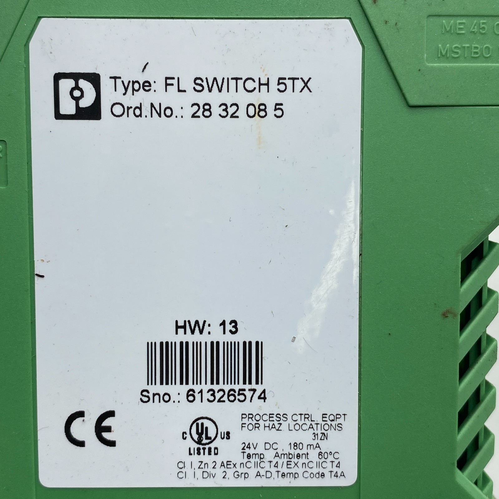 PHOENIX CONTACT TYPE FL SWITCH 5TX INDUSTRIAL ETHERNET SWITCH 28 32 08 5/2832085