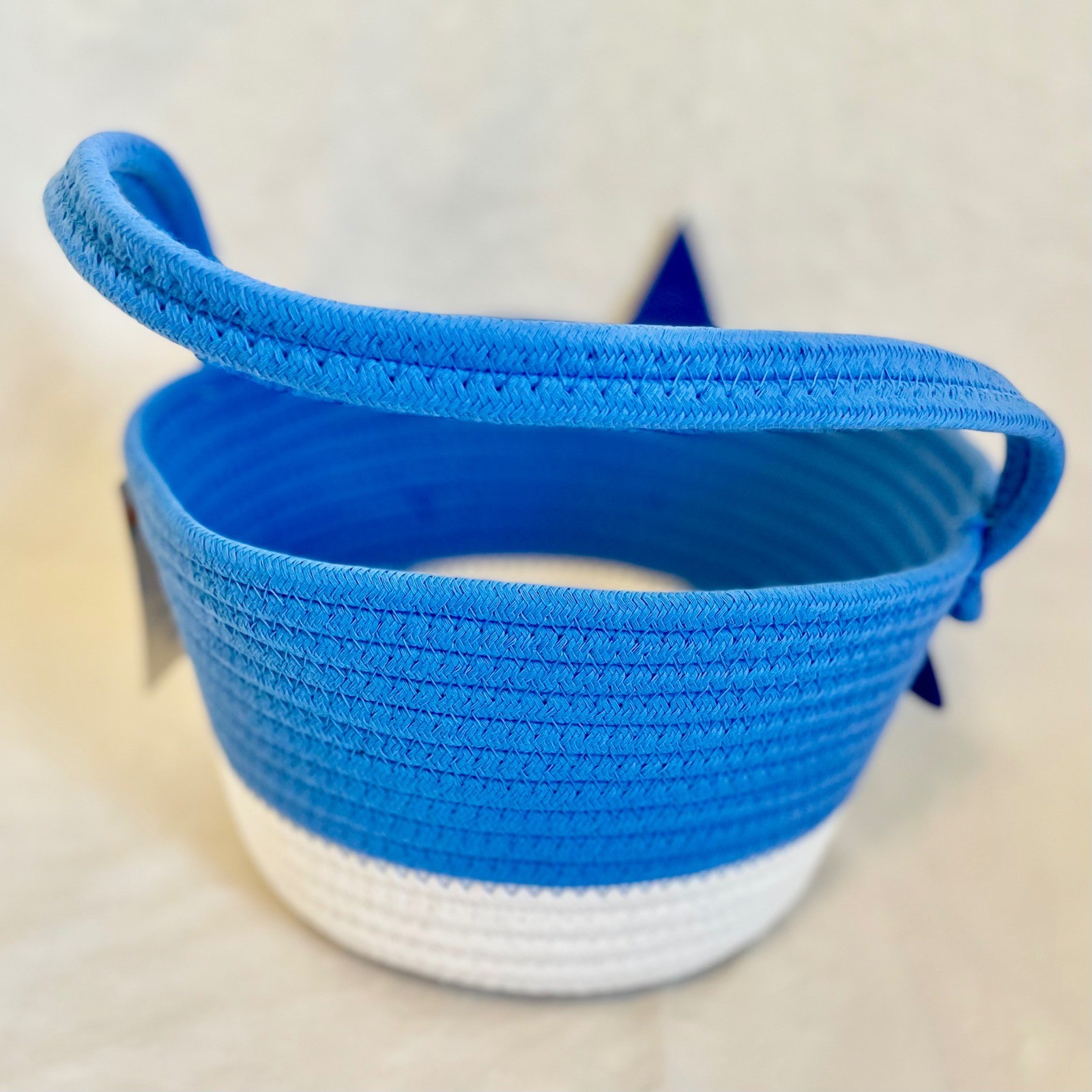 Spritz Blue Shark Easter Rope Basket Woven Storage Bin with Handle New with Tags