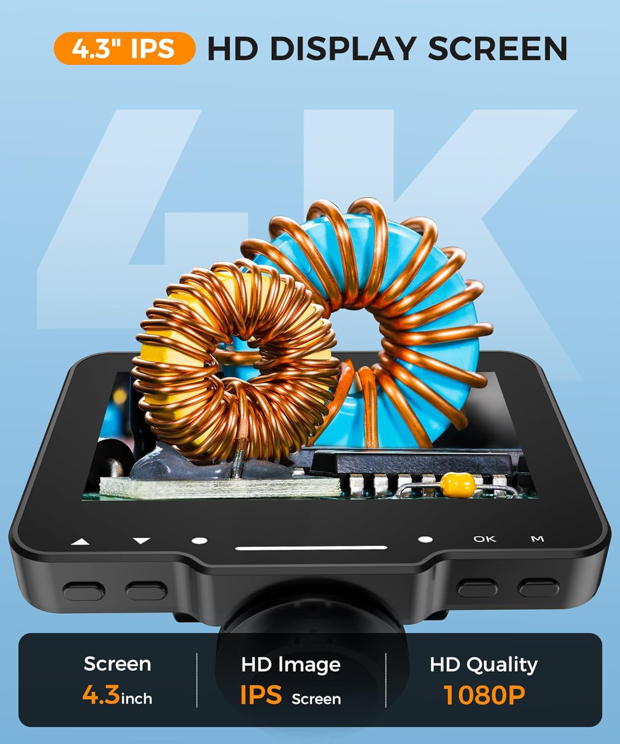 LCD Digital Microscope,4.3 Inch 1080P 10 Megapixels,10Mp Camera Video Recorder w