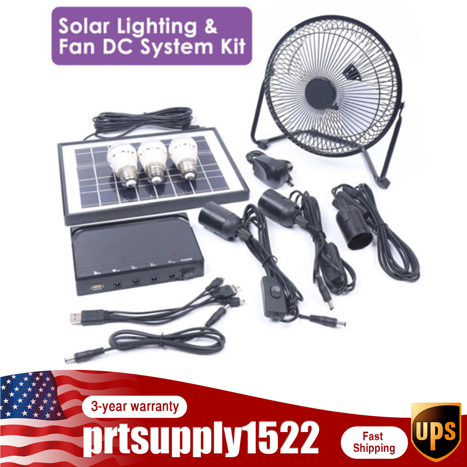 Portable Solar Power Panel Generator Kit Camping Battery Pack Power Station USA