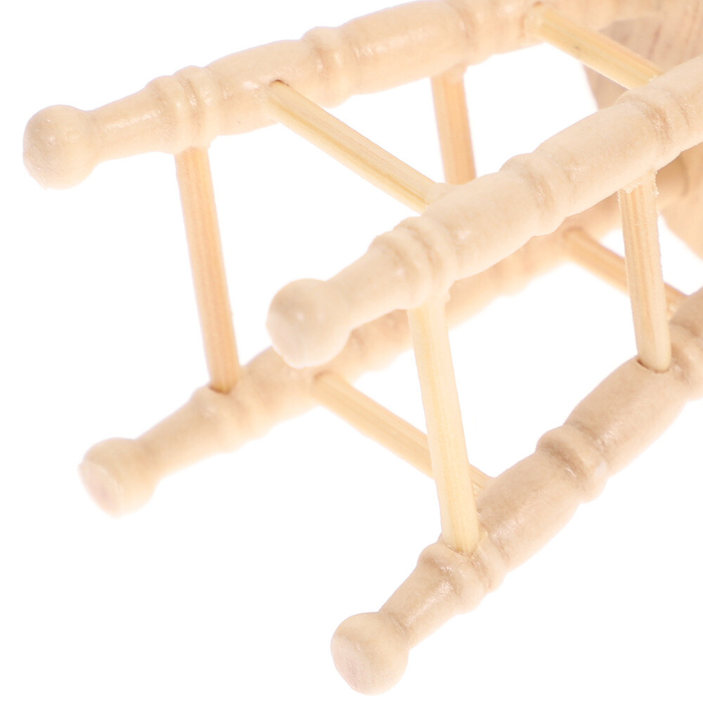 4PCS Wooden Stools Photo Props Kids Playthings Dollhouse Supplies (Khaki)
