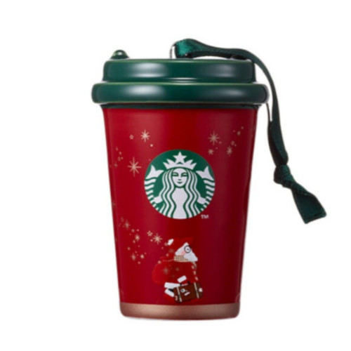 Starbucks Korea 2020 Christmas Santa Elma Ornament - Mini Red Tumbler