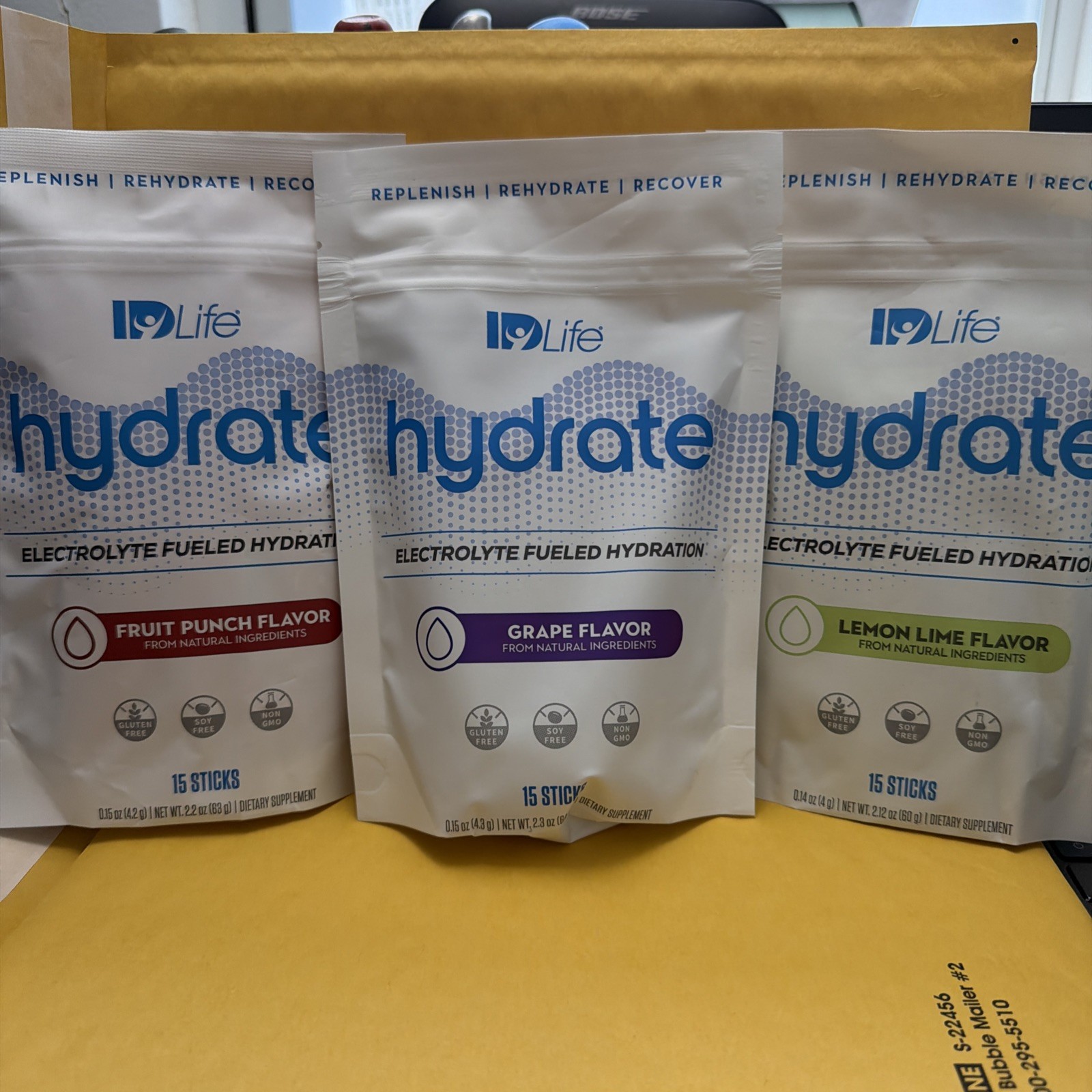 IDLife Hydrate Fruit Punch, GRAPE, LEMON LIME Electrolyte Hydration 15 Sticks @@