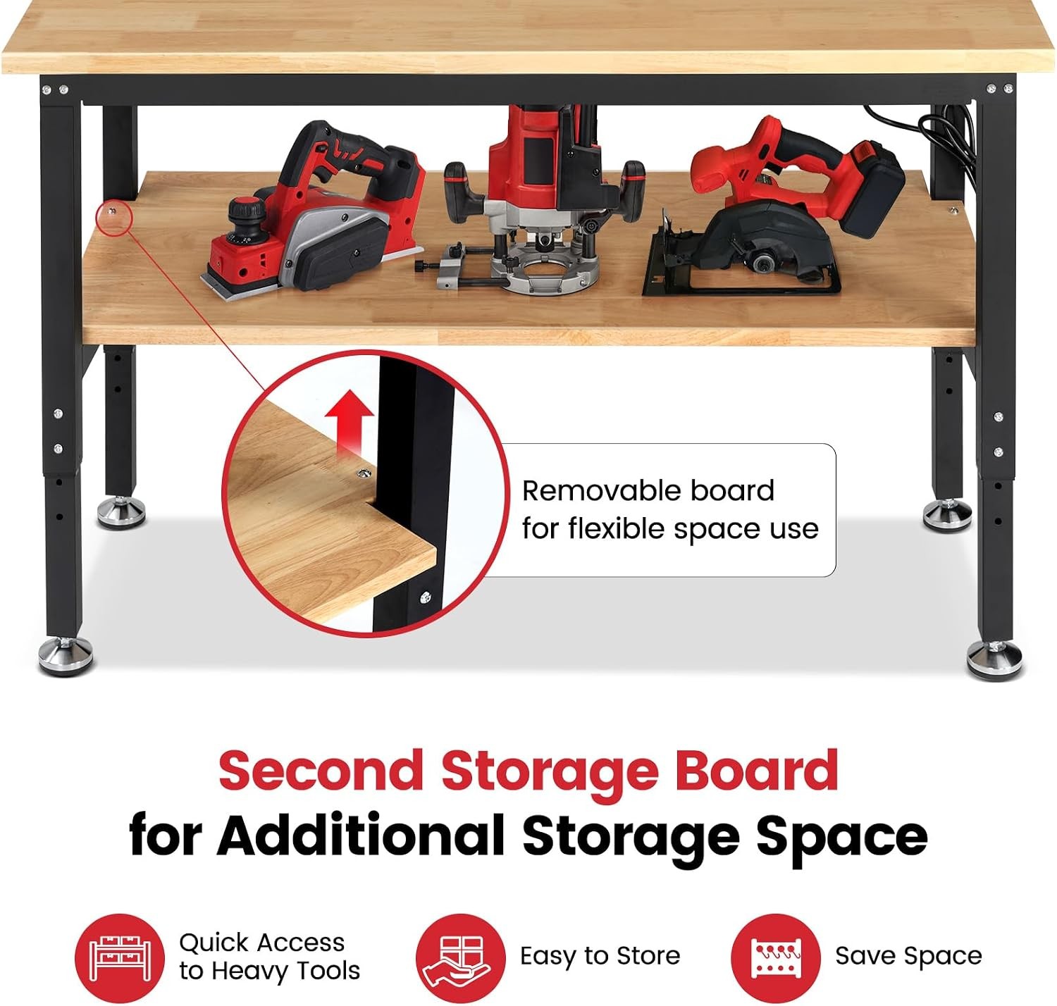 Adjustable Height Work Bench 60X 22 Workbench for Garage Work Table with under T