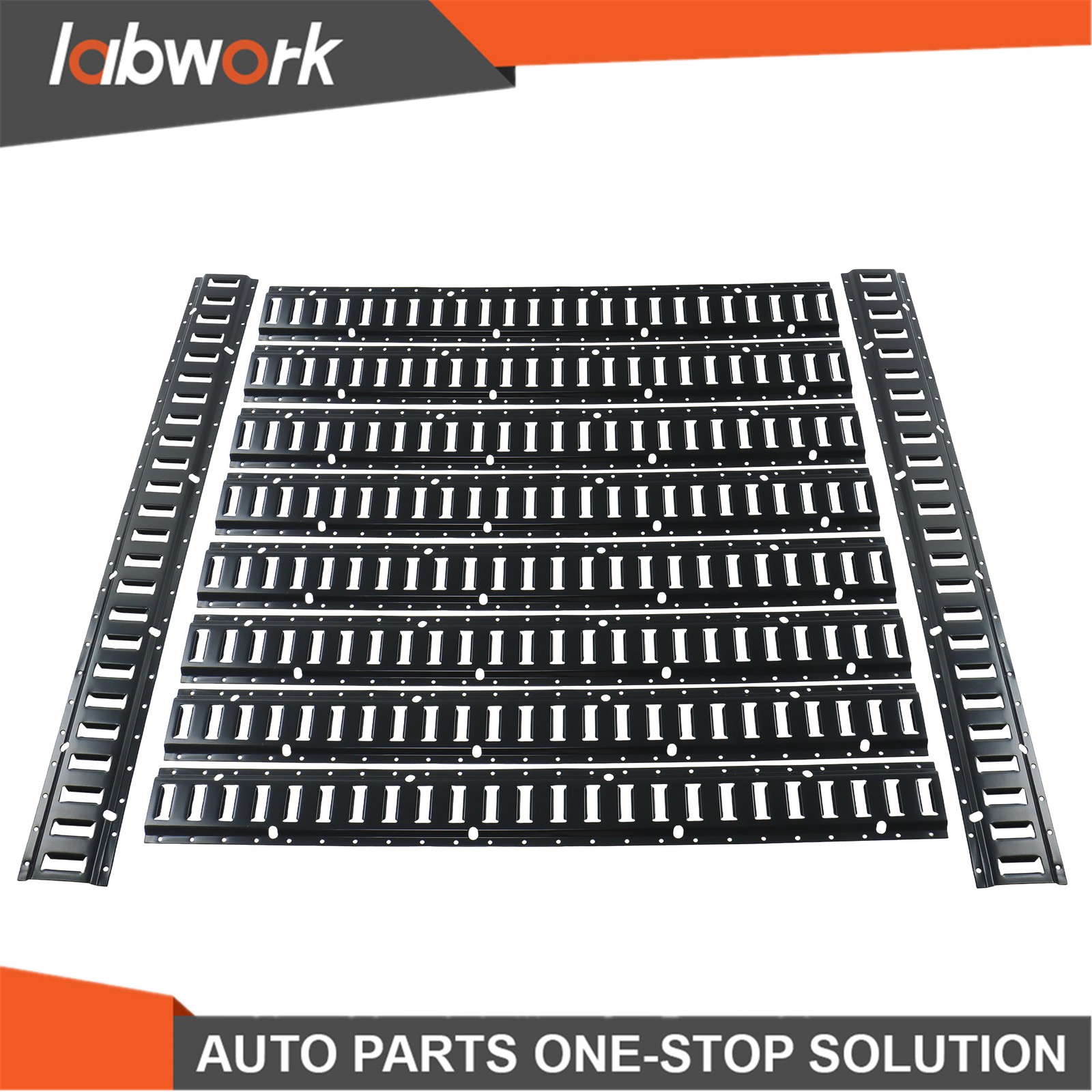 Labwork 10 Pack 4' E Track Tie Down Rail Galvanized Steel Rail Powder-Coat Black