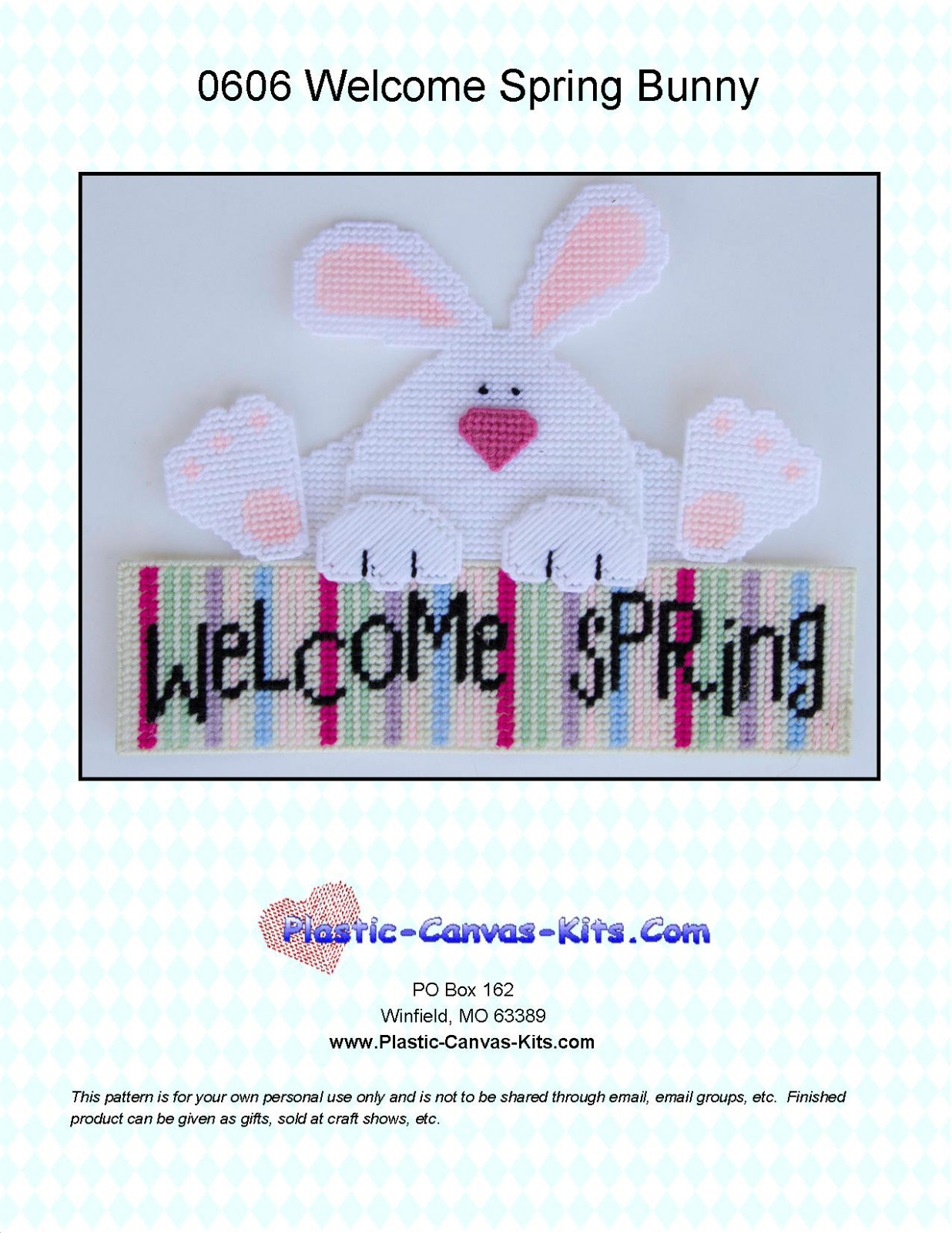 Welcome Spring Bunny Wall Hanging-Plastic Canvas Pattern or Kit
