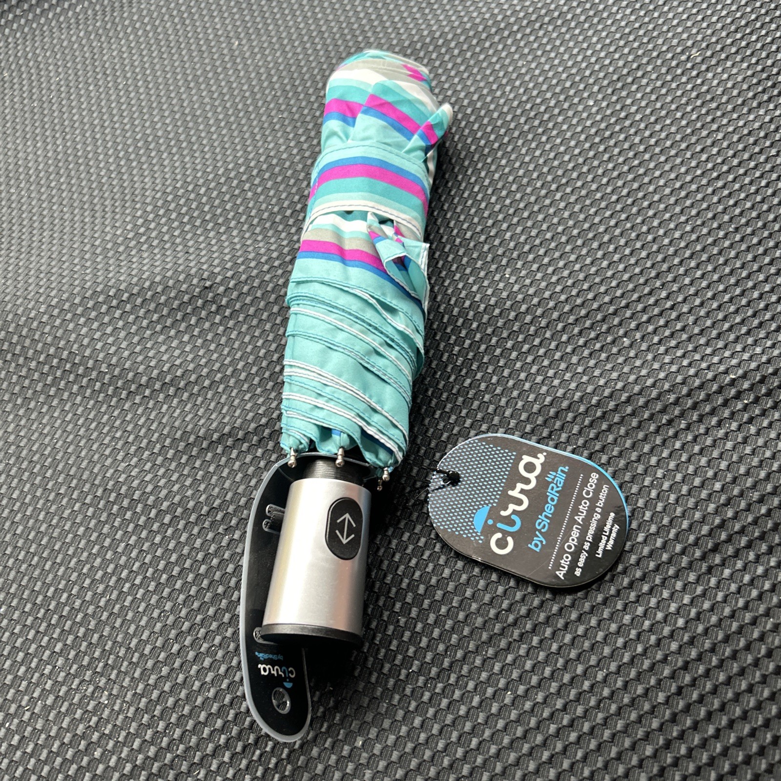 NWT Cirra by ShedRain Button Auto Open/Close Compact Umbrella Unisex