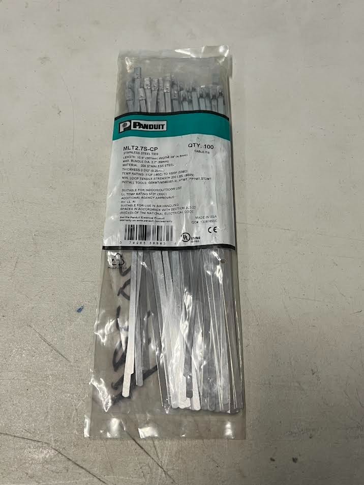 Panduit Pan-Steel MLT2.7S-CP Cable Tie SS 304 Standard 2.7" Dia. PK100 New NIB