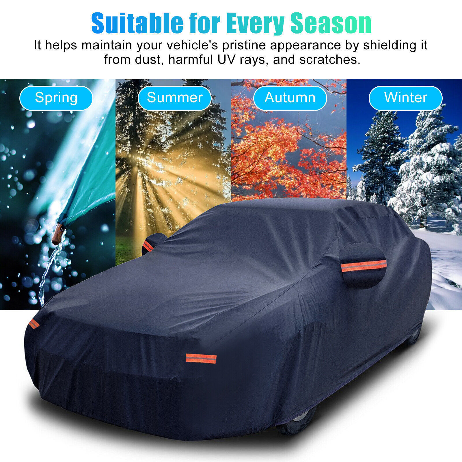 Full Car Cover Waterproof All Weather Protection Anti-UV Rain Snow Anti Scratch