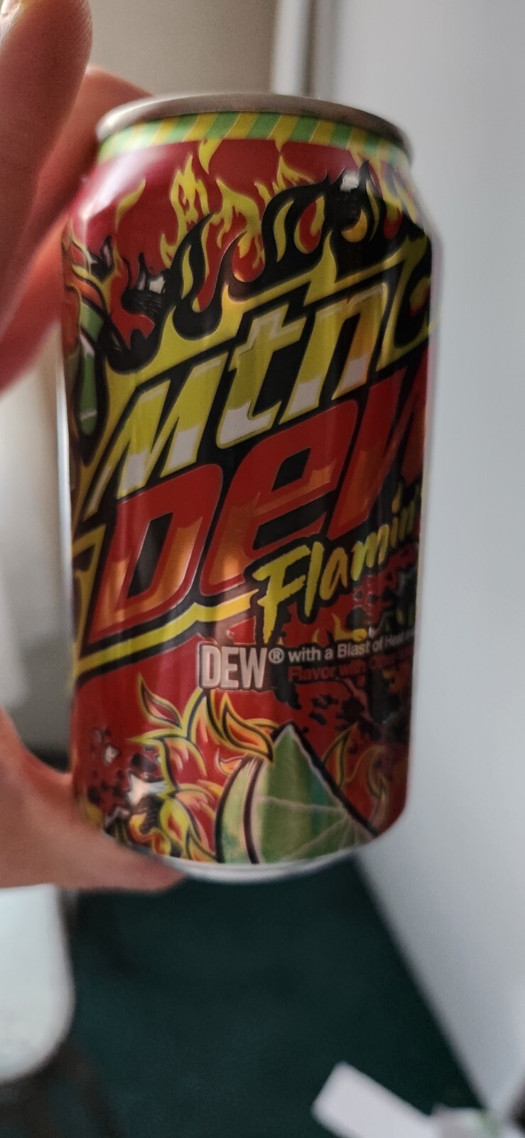 12oz ~ FLAMIN' HOT ~ Mtn Dew w/ Blast of Heat & Citrus Flavor