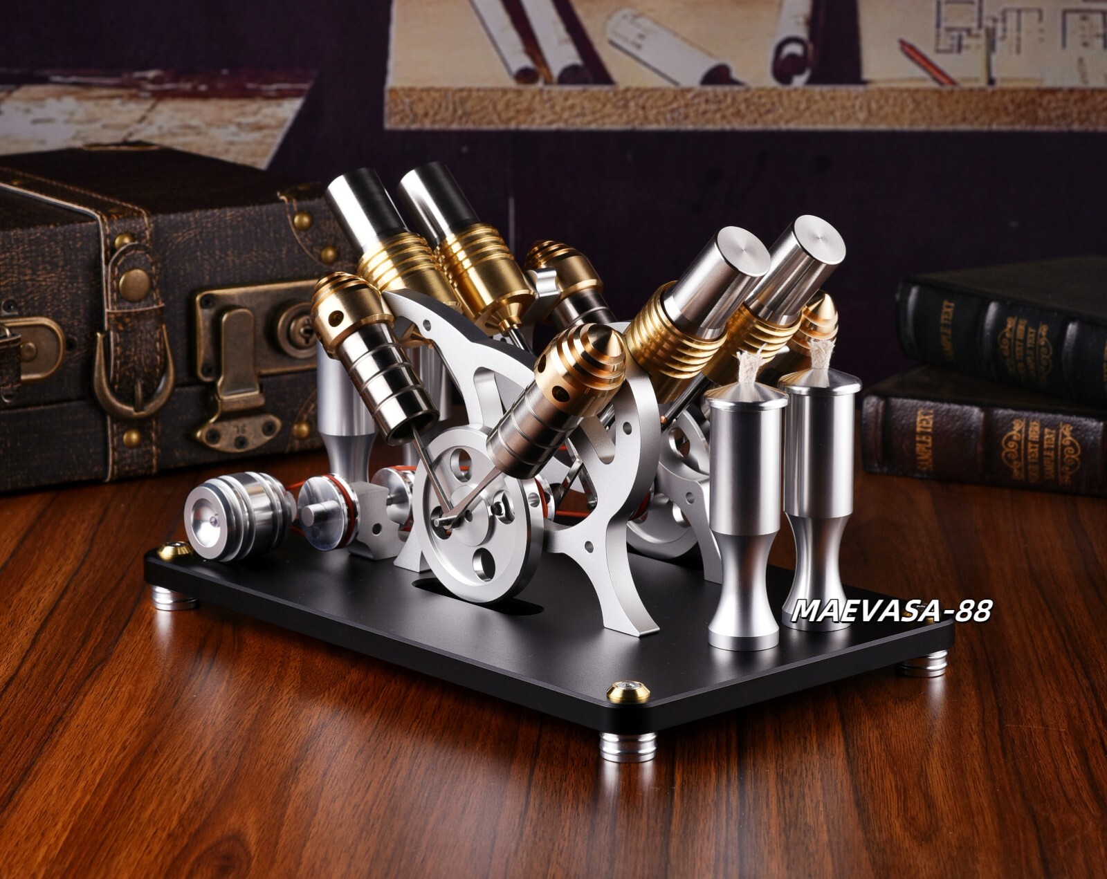V4 Stirling Engine Model Electricity Generator 4 Cylinder Collection Toy Gifts