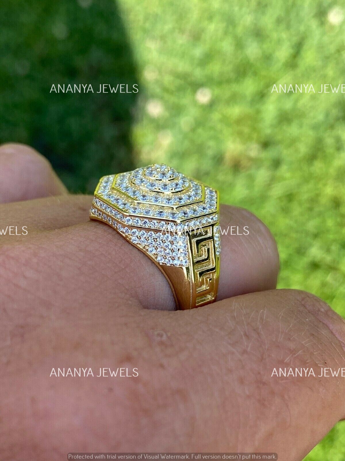 2.50ct Round Cut Moissanite Wedding Engagement Pinky Ring 14K Yellow Gold Plated