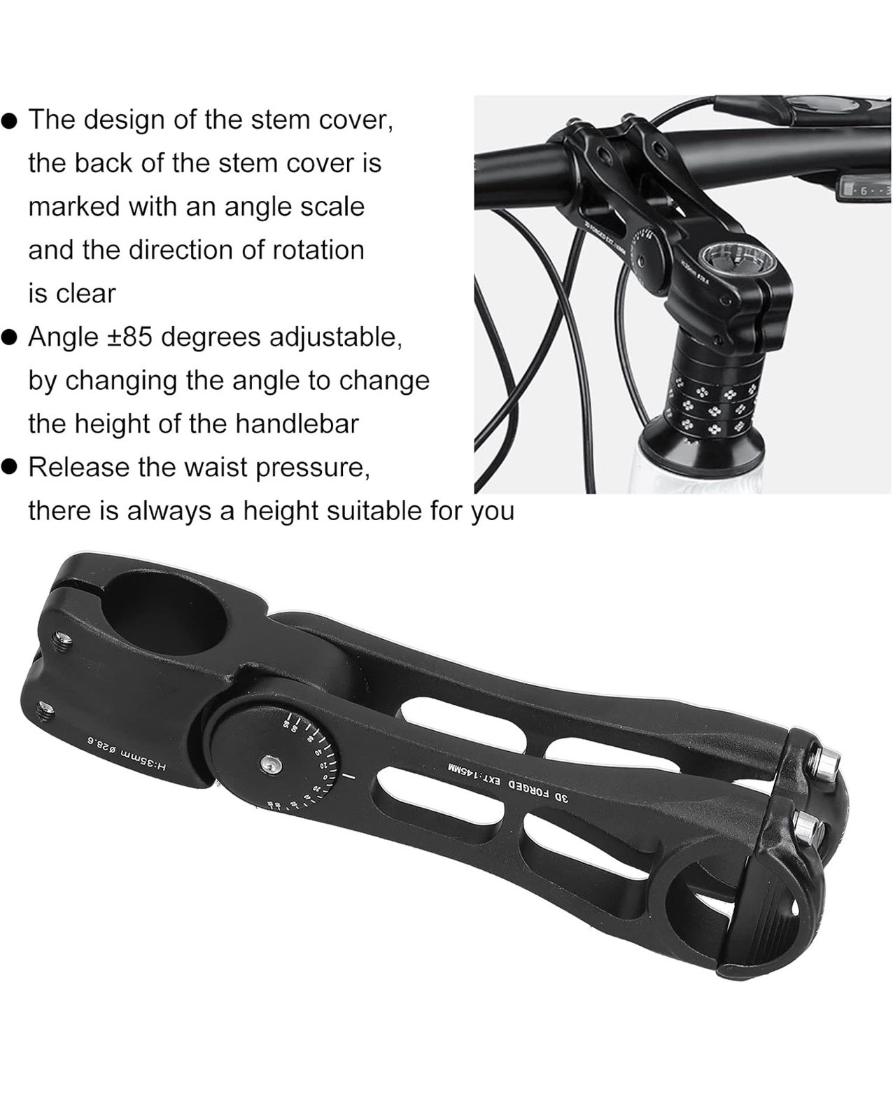 Handlebar Stem, Adjustable Angle Mountain Stem for Mountain for Outdoor