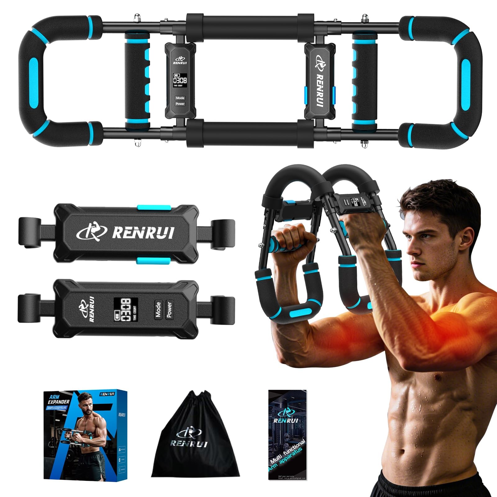Twister Arm Trainer & Chest Workout Equipment with Digital Display - Auto Rep...