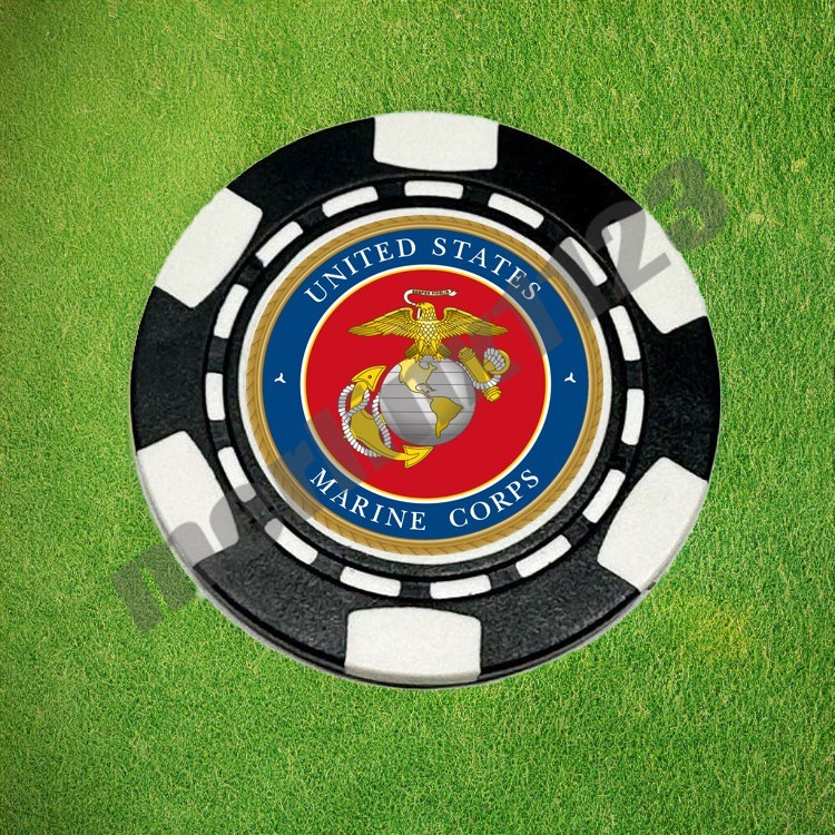 USMC US United States Marine Corps Seal Poker Chip Golf Ball Marker Card Guard