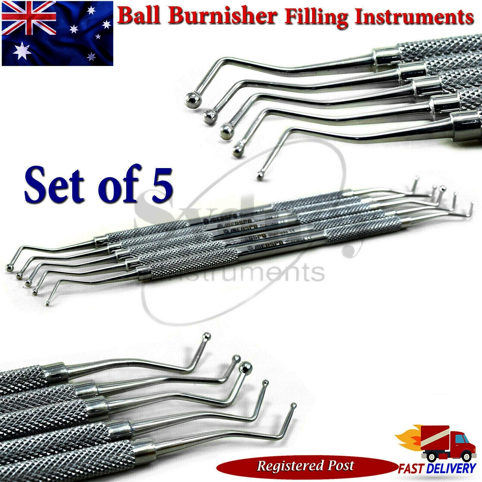 Dental Composite Ball Tip Burnisher Flat Plastic Amalgam Filling Instruments Lab