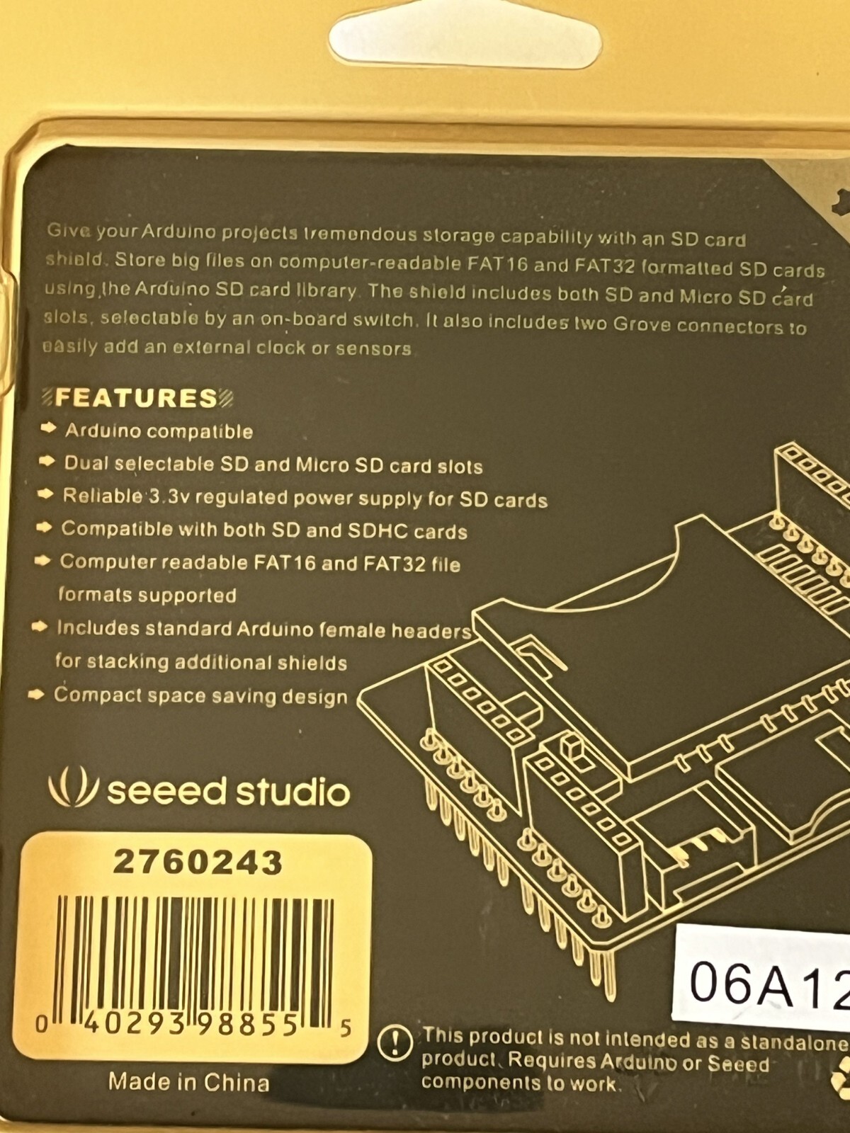 Seeed Studio SD Card Shield Expand Arduino with Data Storage 🔥NEW NOS💥