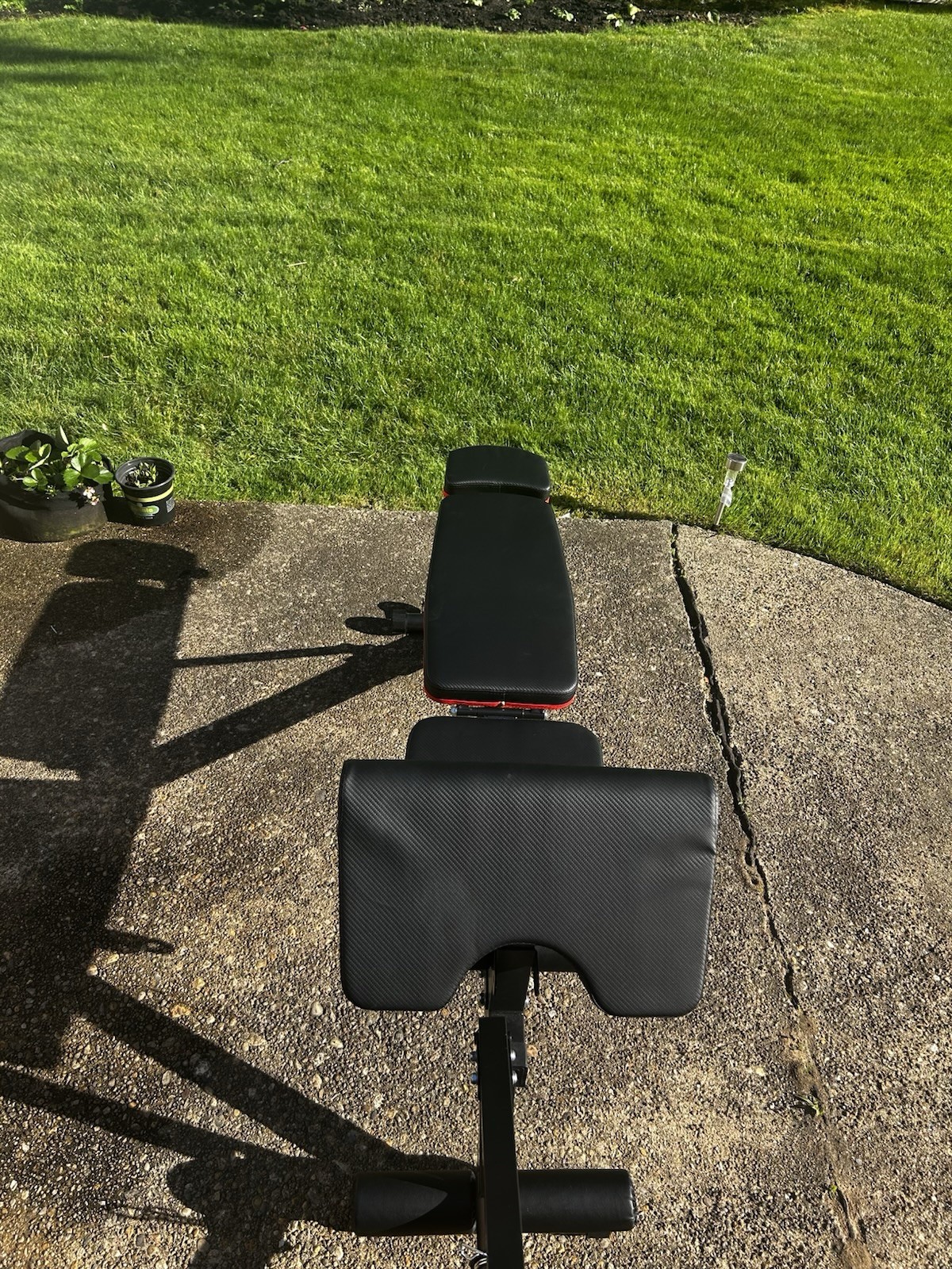 Adjustable Weight Bench Black Red with Preacher Curl Pad & Leg Developer