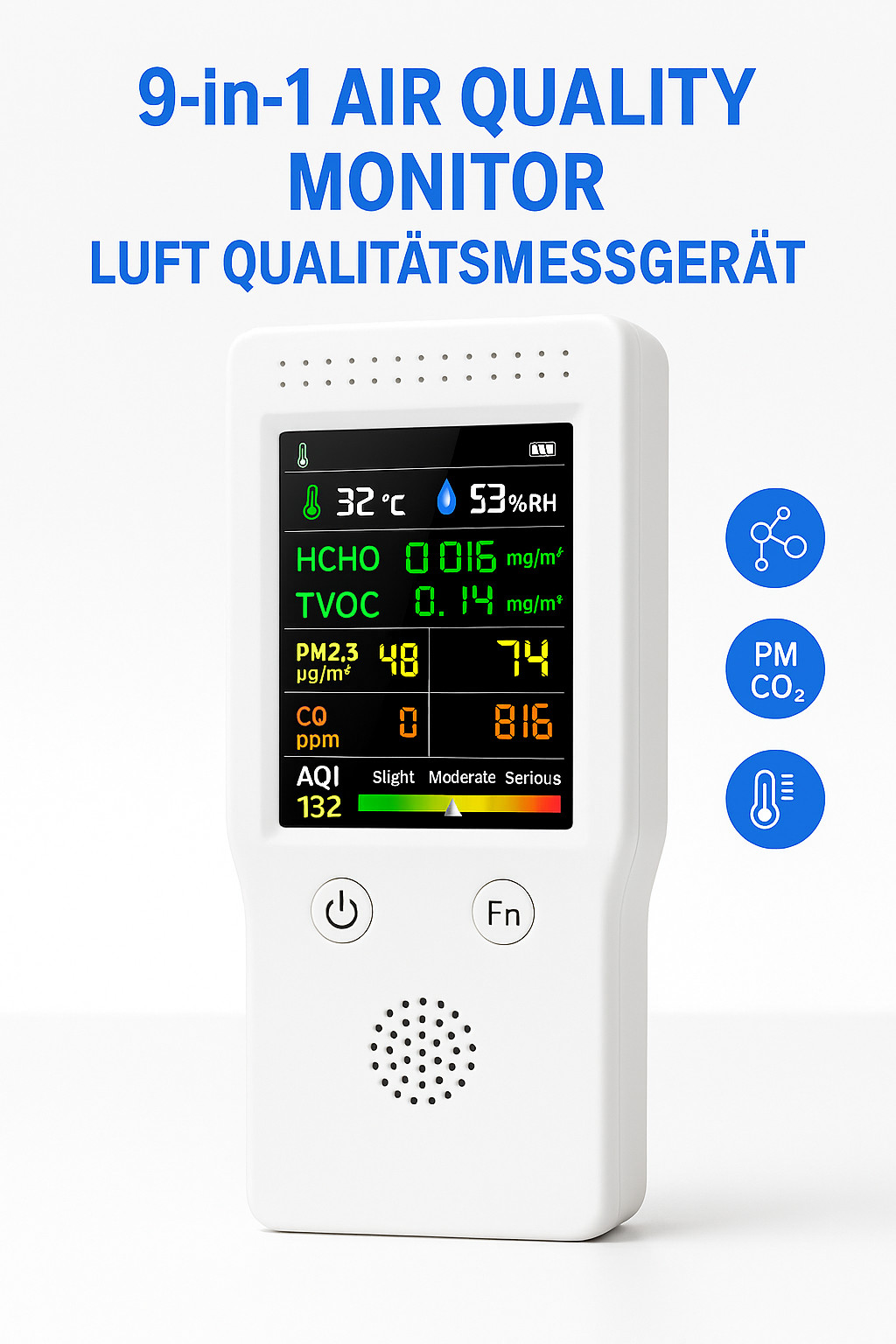 9in1 Air Quality Meter PM2.5 PM10 TVOC AQI - Detector - Fine Dust Meter