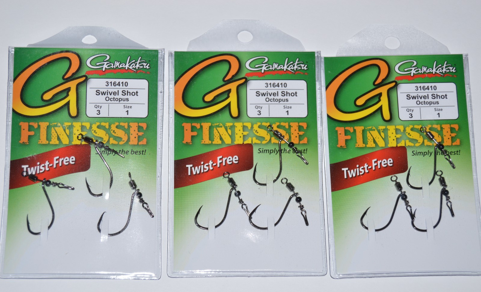 3 packs gamakatsu g-finesse swivel shot octopus hooks Shin Fukae size 1 #316410