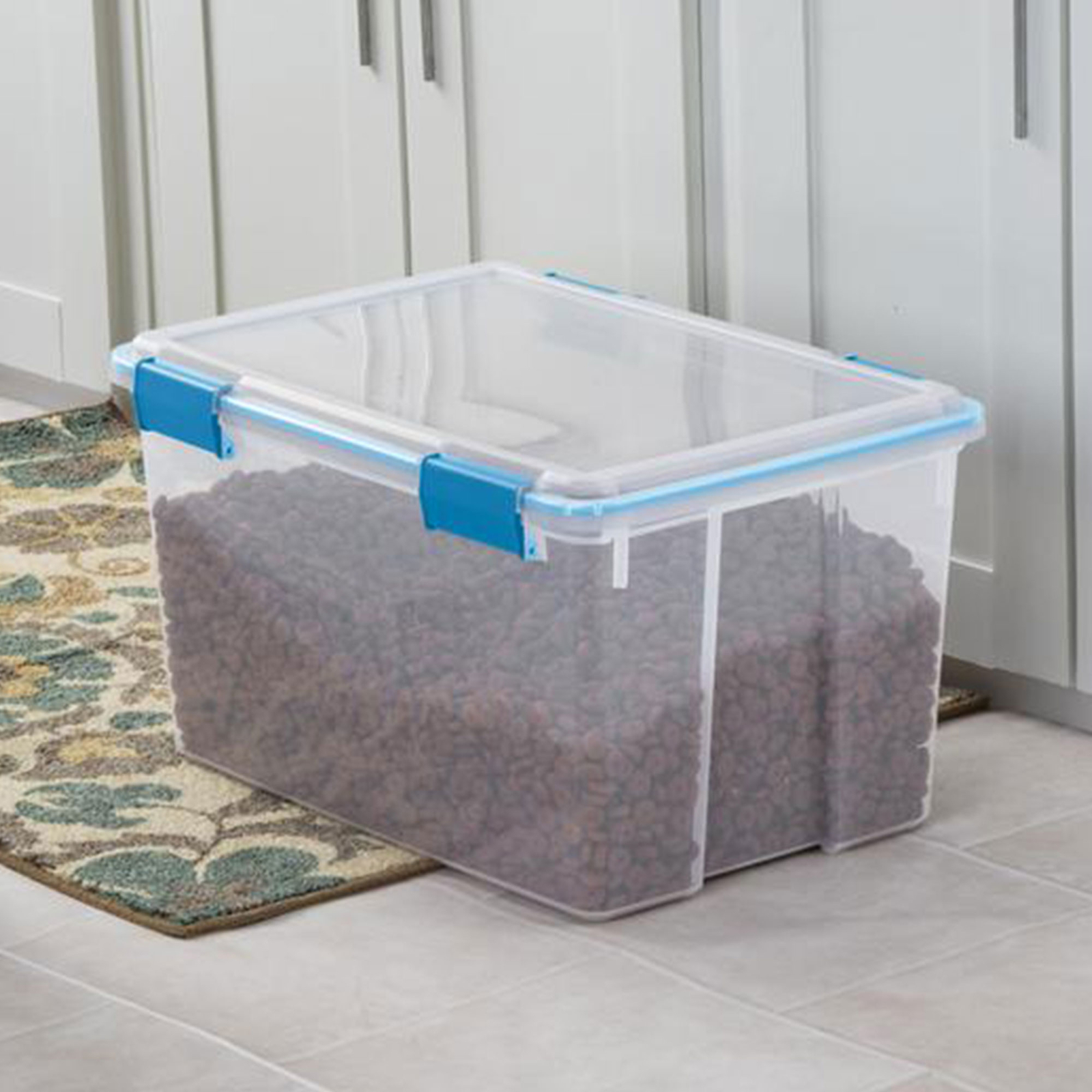 Sterilite 54-Qt Clear Plastic Stackable Storage Bin w/ Gasket Latch Lid, 12 Pack